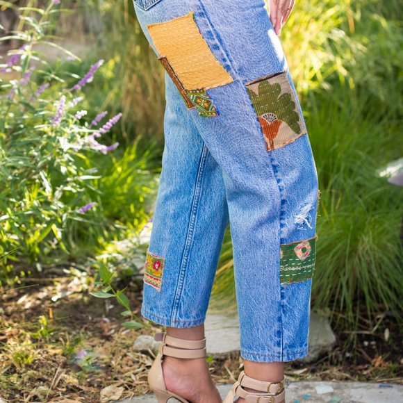 The "Shay" Jean| Levi's | Upcycled  Kantha  Boho | - Picture 3 of 8